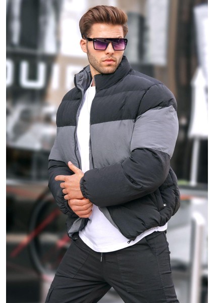 Siyah Dik Yaka Şişme Mont 6806 fiyatları