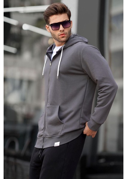 Füme Fermuarlı Kapüşonlu Sweatshirt 6161 fiyatları