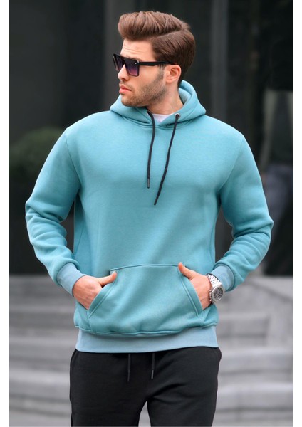 Mavi Kapüşonlu Erkek Sweatshirt 5339