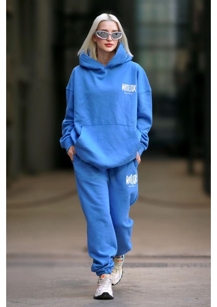 Mavi Kapüşonlu Kadın Eşofman Takımı MG1917