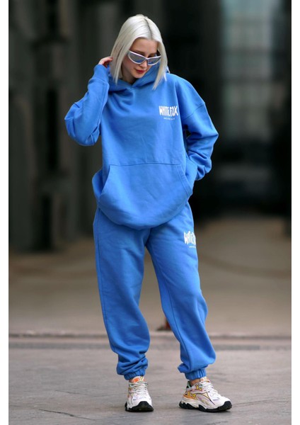 Mavi Kapüşonlu Kadın Eşofman Takımı MG1917 fiyatları