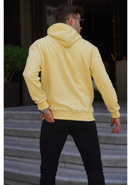 Sarı Kapüşonlu Nakışlı Erkek Sweatshirt 6145 fiyatları