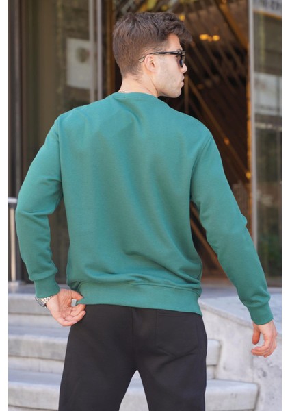 Koyu Yeşil Regular Fit Basic Sweatshirt 6136