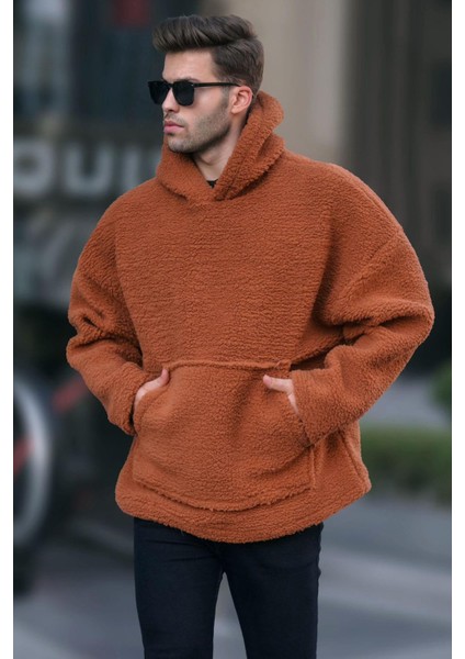 Kiremit Oversize Peluş Erkek Sweatshirt 6160