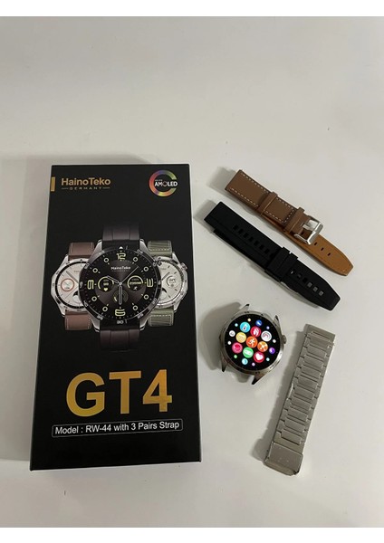 Gt4 Amoled Ekran 3 Kordonlu Akıllı Saat (Haino Teko RW44 ) 3 Kordon Gümüş Kasa