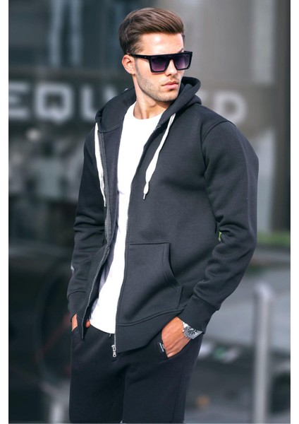 Siyah Kapüşonlu Regular Fit Erkek Sweatshirt 6140 fiyatları