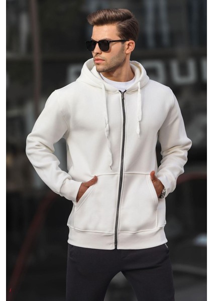 Ekru Kapüşonlu Regular Fit Erkek Sweatshirt 6140