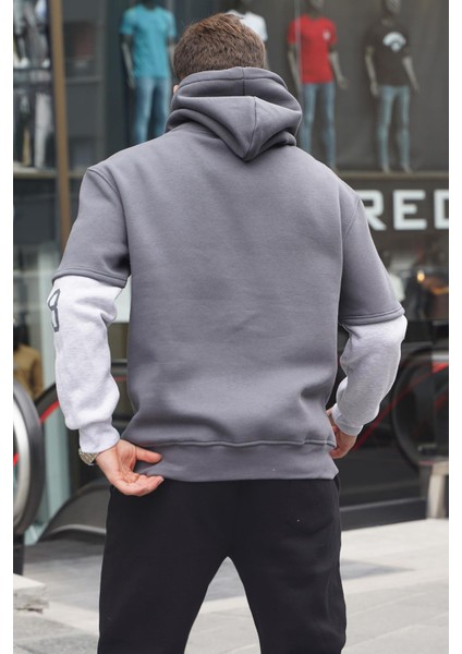 Füme Nakışlı Kapüşonlu Sweatshirt 6141 modelleri