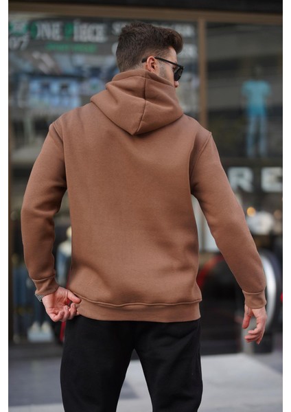 Kahverengi Kapüşonlu Düğme Detaylı Sweatshirt 6150 modelleri