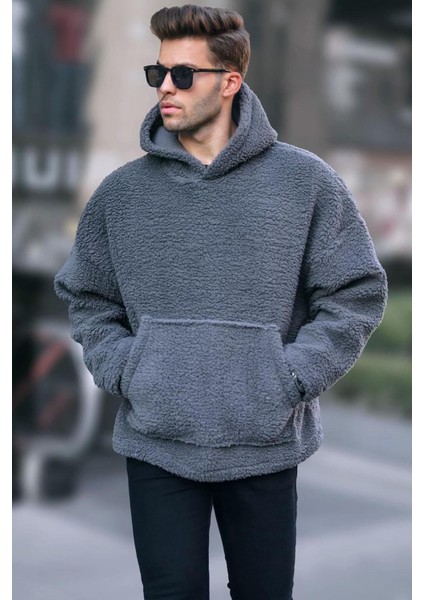 Füme Oversize Peluş Erkek Sweatshirt 6160