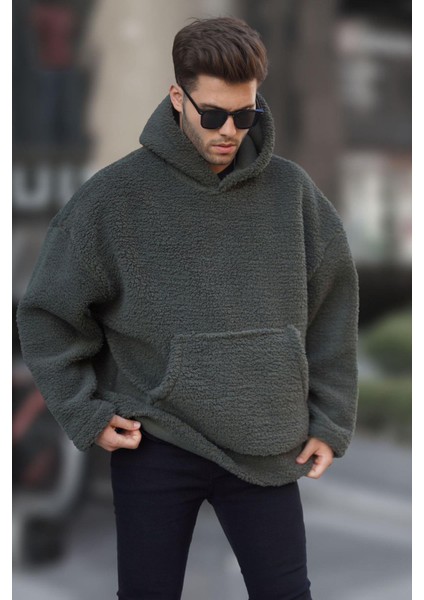 Haki Oversize Peluş Erkek Sweatshirt 6160 fiyatları