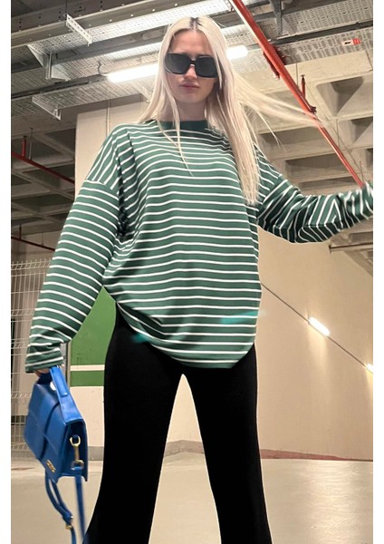 Yeşil Çizgili Sweatshirt MG980