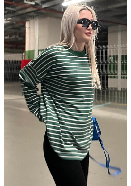 Yeşil Çizgili Sweatshirt MG980 modelleri