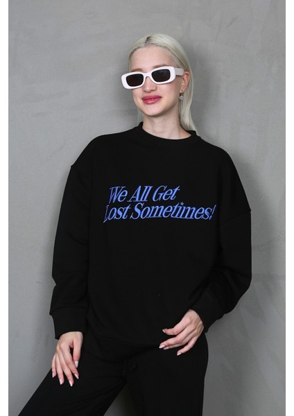 Siyah Baskılı Sweatshirt MG1901