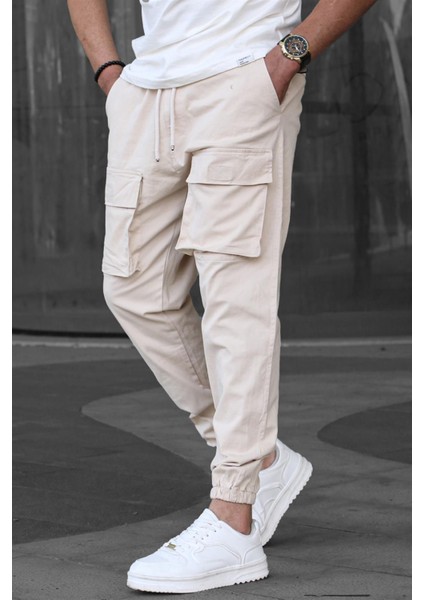 Bej Kargo Cep Erkek Jogger Pantolon 6812