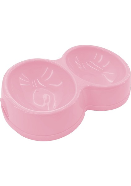 8566 Çiftli Kedi/köpek Mama Kabı Pembe