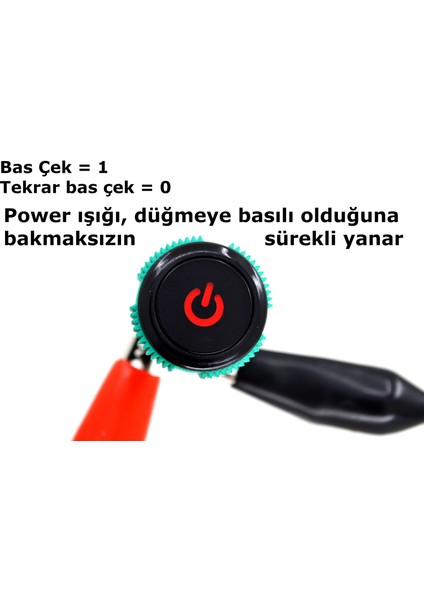 19MM 12V 20A Power Logolu Kırmızı Işıklı 1-0 Elektrik Anahtarı