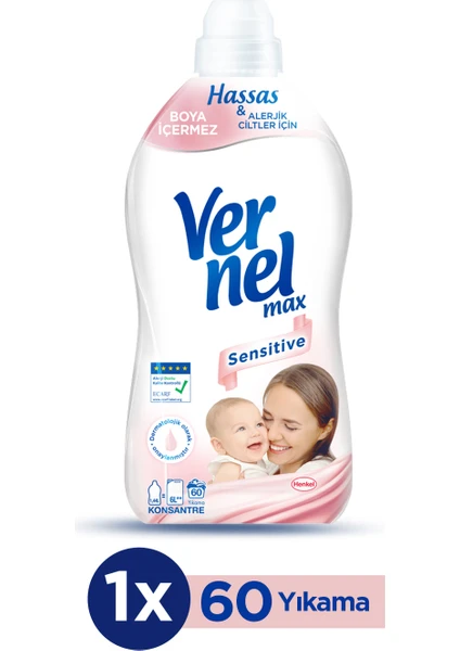 Max Konsantre Sıvı Çamaşır Yumuşatıcısı Sensitive 1440ml 60 Yıkama