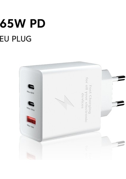 Ab-Beyaz 65W USB C Şarj Cihazı USB Şarj Cihazı C Tipi Hızlı Şarj USB Duvar Hızlı Şarj Adaptörü iPhone 14 13 12 Pro Max Xiaomi Samsung (Yurt Dışından)