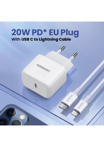 Ab 20W Beyaz C-L Ugreen USB Tip C Şarj Aleti 20W Pd iPhone Için Hızlı Şarj Cihazı 14 13 12 Hızlı Şarj 4.0 30 Xiaomi Huawei Pd Şarj Cihazı Için Telefon Şarj Cihazı (Yurt Dışından)