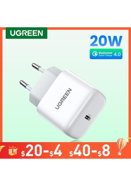 Ab 20W Beyaz C-L Ugreen USB Tip C Şarj Aleti 20W Pd iPhone Için Hızlı Şarj Cihazı 14 13 12 Hızlı Şarj 4.0 30 Xiaomi Huawei Pd Şarj Cihazı Için Telefon Şarj Cihazı (Yurt Dışından) fiyatları