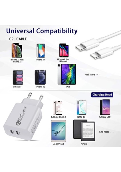 1m C2L Çift Pd Ab Abd Tak 40W Usb-C Güç Adaptörü Şarj Cihazı Hızlı iPhone Şarj Cihazı 13 12 Mini Pro Ipad Google Pixel 6 5 4 3 2 Rog 5 3 2 (Yurt Dışından) fırsatları