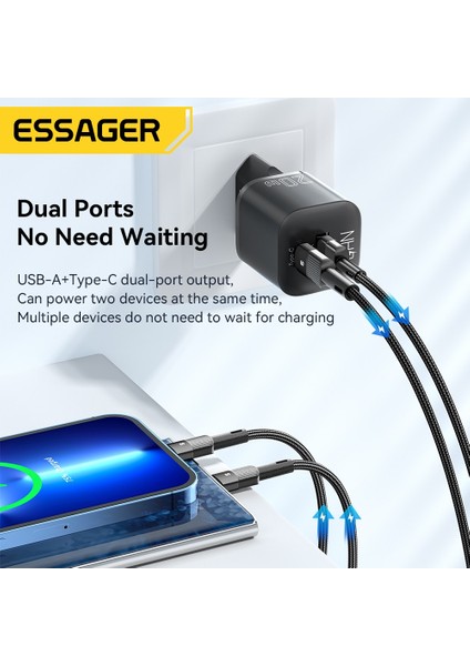 Ab Siyah 01 Essager 20 W Gan Pd USB C Şarj Cihazı iPhone 14 13 12 11 Pro Max Mini Se Telefon Qc 3.0 Pd 3.0 USB Tip C iPad Için Hızlı Şarj (Yurt Dışından) fiyatları