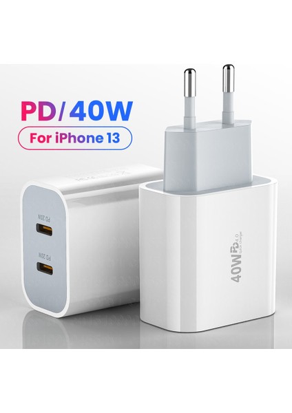 Ingiltere 40W Hızlı Şarj USB C Şarj Cihazı iPhone 13 12 11 Pro Max Qc3.0 Çift Pd 20W Tip C Güç Adaptörü Samsung Huawei Xiaomi Için (Yurt Dışından) fiyatları