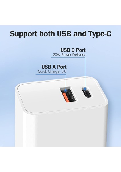 20W Ingiltere Tak 20W Hızlı Şarj 3.0 Tip C Pd USB Şarj Cihazı iPhone 13 12 Pro Max Samsung Xiaomi 2 Port Hızlı Şarj Duvar Seyahat Adaptör Fişi (Yurt Dışından) indirimleri