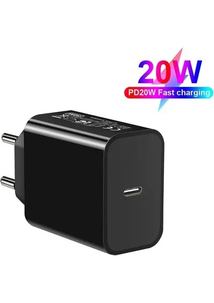 Ab Tak Tip C Bağlantı Noktası Siyah 20 W Pd USB C Şarj Cihazı iPhone x 7 8 9 13 Pro Max 12 Mini 11 Hızlı Şarj Cihazı Tip C Samsung Xiaomi 11 Hızlı Şarj Adaptörü (Yurt Dışından)