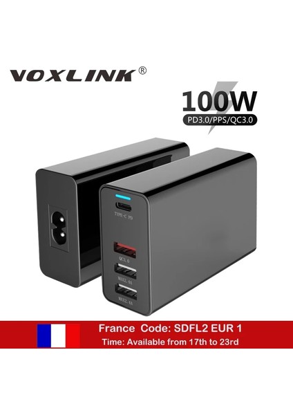 Siyah 2m 100W Kablo Voxlınk 100W USB C PD100W/87W/65W/45W/30W/18W Ab/abd/ingiltere Şarj Cihazı Tip C 4-Port Güç Adaptörü Macbook Pro 13/15/16 iPhone Xs Xr (Yurt Dışından) fiyatları