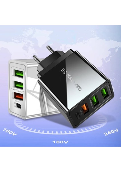 Abd Siyah Hızlı Şarj Cep Telefonu Şarj Cihazı PD36W + Qc3.0 2.4A Çift USB Çok Bağlantı Noktalı USB Seyahat Şarj Cihazı, Pd Şarj Kafası ile (Yurt Dışından) indirimleri