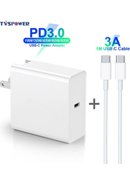 65W Ingiltere 65W 60W 45W 30W 18W Usb-C Güç Adaptörü 3A Kablo Pd/qc3.0 Şarj Cihazı MacBook Xiaomi Huawei Iphone/ipad Pro S9/10 ile C-C Kablo (Yurt Dışından)