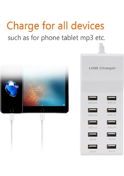 Beyaz Au 10 USB Şarj Istasyonu Splitter 60W Cep Telefonu Şarj Cihazı Hub Akıllı Ic Şarj Evrensel iPhone Samsung Mp3 Tablet Vb Için (Yurt Dışından) fiyatları