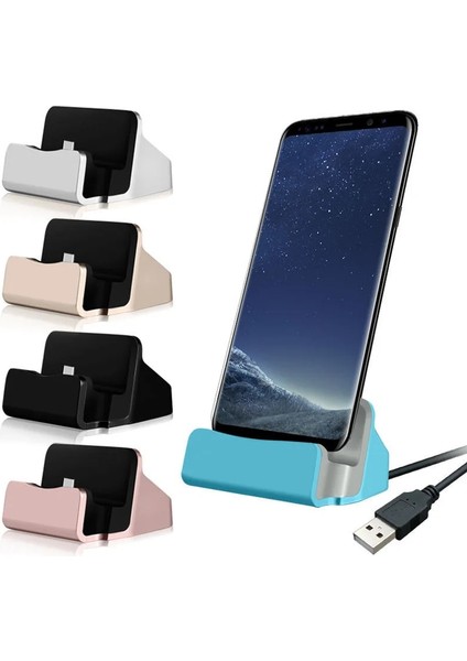 Tip C Için Gül Altın iPhone 12 11 Pro Xs Xr USB Şarj Beşiği Dock Istasyonu Xiaomi Samsung Huawei Için Tip C Mikro USB Yerleştirme Standı Şarj Cihazı Tabanı (Yurt Dışından) modelleri