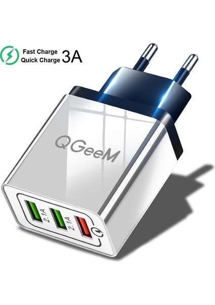 Ingiltere Tak Siyah Qgeem 3 USB Şarj Cihazı Hızlı Şarj 3.0 Hızlı USB Duvar Şarj Cihazı Taşınabilir Mobil Şarj Cihazı Qc 3.0 Adaptörü Xiaomi iPhone x Için Ab Abd Tak (Yurt Dışından)