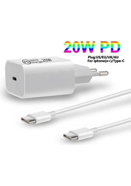 1m C2C 2022 Hızlı Şarj 20W Usb-C Tip-C Kablo Şarj Adaptörü Duvar Fişi iPhone 13 12 Pro Max Mini 11 Xs Se ipad (Yurt Dışından) modelleri