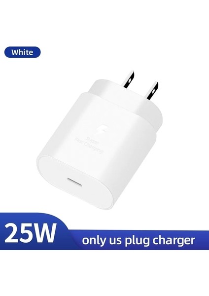 Abd Beyaz Orijinal 25W Süper Hızlı Duvar Şarj Cihazı Samsung USB Tip C Pd Güç Adaptörü Galaxy S22 Ultra S21 S21 + S20 Fe 5g A52 Tab S8 S7 (Yurt Dışından)