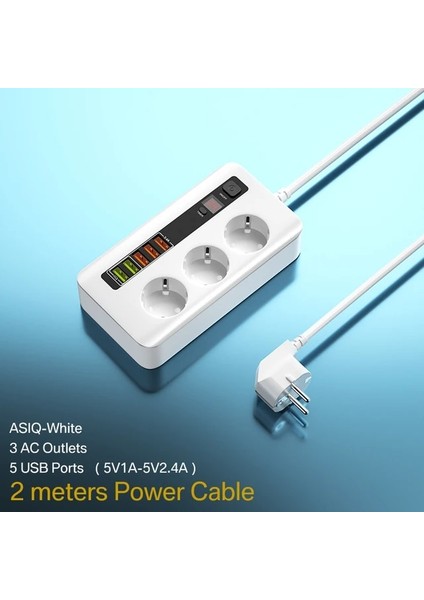 Beyaz Qc3.0 Çoklu USB Şarj Cihazı Hub 3 Ab Çıkışı Güç Şeridi Soketi Hızlı Şarj Masaüstü iPhone Samsung Dizüstü Bilgisayar Için Hızlı Şarj Istasyonu (Yurt Dışından)