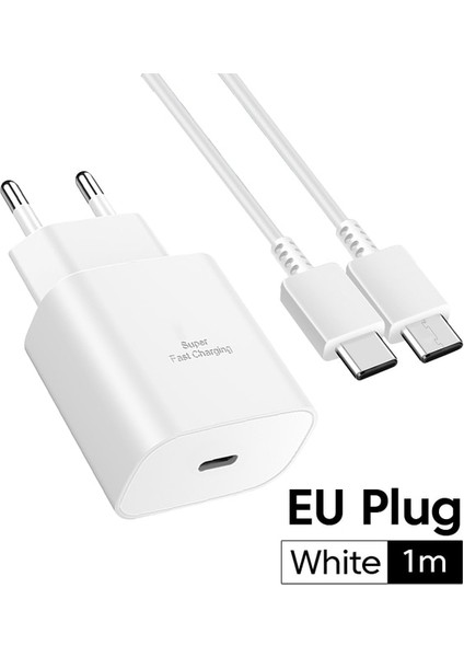Ab Beyaz Set Olaf 25W USB C Şarj Cihazı Hızlı Şarj Güç Adaptörü Tip C Chargeur USB Şarj Cihazı Samsung Galaxy S22 21 Not 20 A71 USB Kablosu (Yurt Dışından)