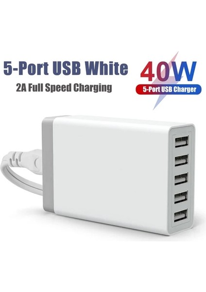 Ab 40W 5usb Beyaz 60W Çoklu USB Şarj Istasyonu 5 Bağlantı Noktalı Hub Tip C Şarj Cihazı Pd Hızlı Şarj Istasyonu Akıllı Şarj Cihazı iPhone Samsung Huawei Xiaomi Için (Yurt Dışından)