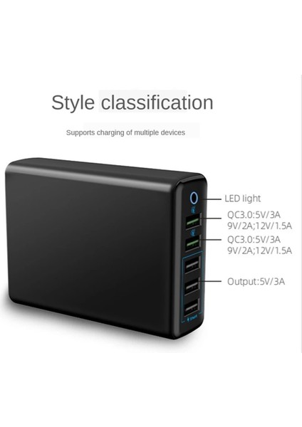 Ab 40W 5usb Beyaz 60W Çoklu USB Şarj Istasyonu 5 Bağlantı Noktalı Hub Tip C Şarj Cihazı Pd Hızlı Şarj Istasyonu Akıllı Şarj Cihazı iPhone Samsung Huawei Xiaomi Için (Yurt Dışından) modelleri