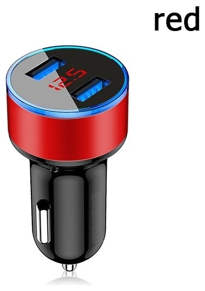 Kırmızı 3.1A LED Ekran Çift USB Araç Şarj Cihazı Evrensel Cep Telefonu Alüminyum Araç Şarj Cihazı Huawei Xiaomi Samsung iPhone 11 Pro Max (Yurt Dışından)