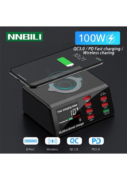 72W Ab Tak 100W 8 Bağlantı Noktalı USB Şarj Cihazı Hızlı Şarj 3.0 Adaptör Hub Kablosuz Şarj Cihazı iPhone 11 13 Samsung Için Şarj Istasyonu Pd Hızlı Şarj Cihazı (Yurt Dışından) fiyatları