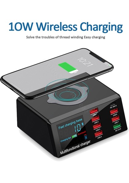 72W Ab Tak 100W 8 Bağlantı Noktalı USB Şarj Cihazı Hızlı Şarj 3.0 Adaptör Hub Kablosuz Şarj Cihazı iPhone 11 13 Samsung Için Şarj Istasyonu Pd Hızlı Şarj Cihazı (Yurt Dışından) fırsatları