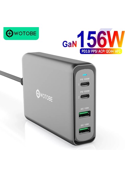 5A 2'si 1 Arada Kablo 156W Gan Şarj Istasyonu, USB C PD100W Süper Hızlı Şarj Cihazı 2.0 Pps Samsung Lenovo Think Pad Yoga Acer Hp Dell Lg Gram Dizüstü Bilgisayar (Yurt Dışından) fırsatları