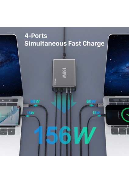 5A 2'si 1 Arada Kablo 156W Gan Şarj Istasyonu, USB C PD100W Süper Hızlı Şarj Cihazı 2.0 Pps Samsung Lenovo Think Pad Yoga Acer Hp Dell Lg Gram Dizüstü Bilgisayar (Yurt Dışından) indirimleri