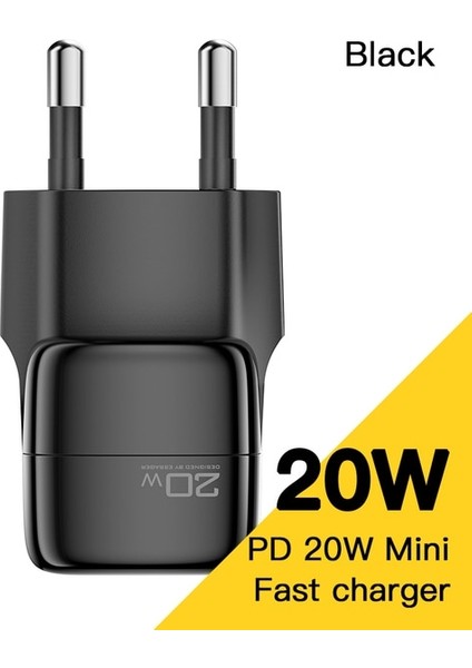 Tip 20W Siyah Ab Tak Essager USB Tip C Hızlı Şarj Cihazı 20W Qc Pd 3.0 Mini Taşınabilir USB C Şarj Cihazı IPhone 13 12 Pro IPad Xiaomi Cep Telefonu Adaptörü (Yurt Dışından)