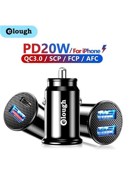 Beyaz USB C Pd Elough USB C Araç Şarj Cihazı Hızlı Şarj 3.0 Pd Tip C Şarj Cihazı 20W Hızlı Şarj Araç Telefonu Şarj Cihazı iPhone Xiaomi Huawei Samsung Için (Yurt Dışından) fiyatları