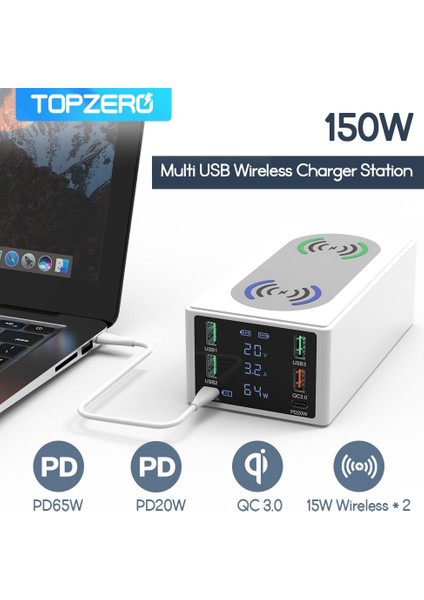 Ingiltere Tak Asx9 100W Siyah 150W Hızlı Şarj 4.0 3.0 USB Telefon Şarj Cihazı Tip C Pd Hızlı Şarj Istasyonu iPhone 13 x MacBook Dizüstü Bilgisayar Için Çift Kablosuz Şarj Cihazı (Yurt Dışından) fiyatları